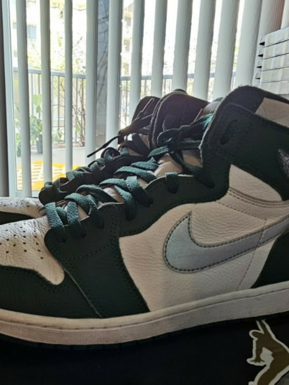 Jordan One High Top Sneakers White Black Teal